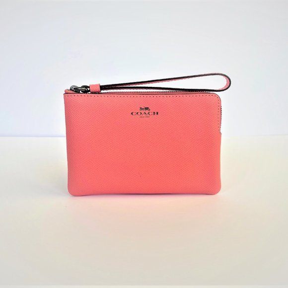 $78 Coach Corner Zip Crossgrain Leather Wristlet W - Picture 1 of 7